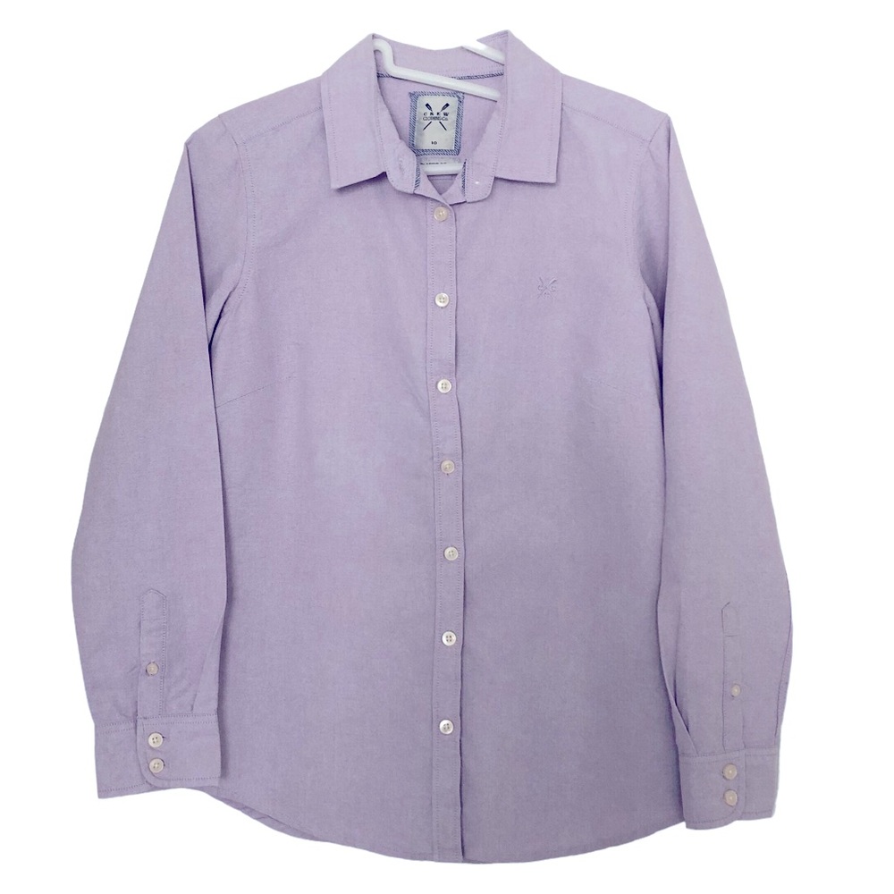 Crew Clothing Cotton Button Down Shirt Classic Fit Long Sleeve Lavender Purple